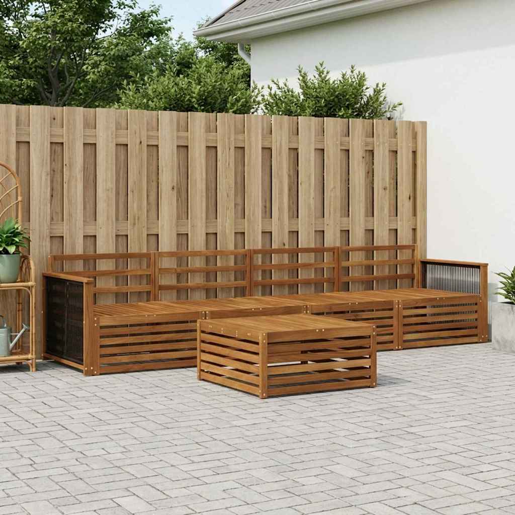 vidaXL Conjunto de sofás de exterior 5 uds. Natural