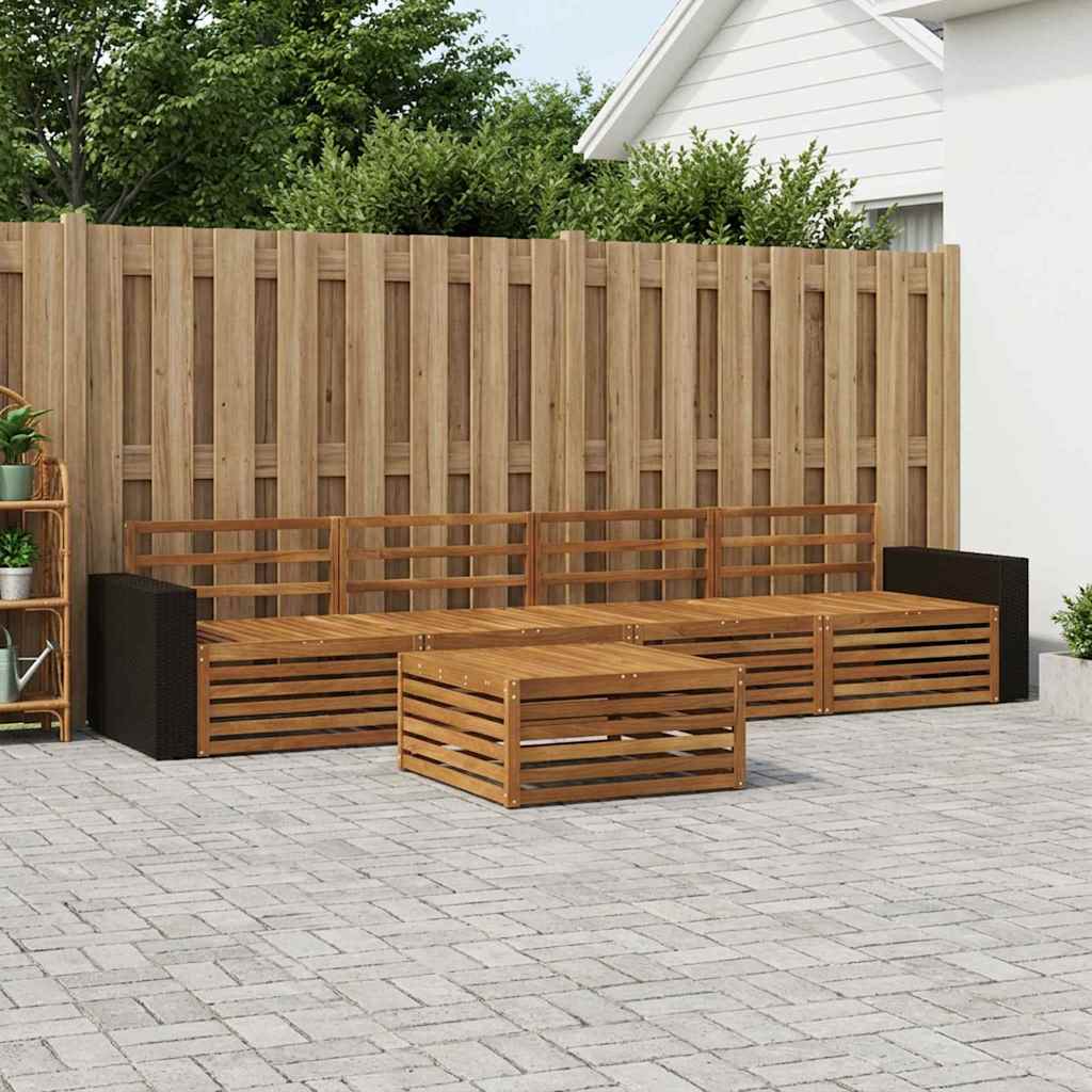 vidaXL Conjunto de sofás de exterior 5 uds. Natural