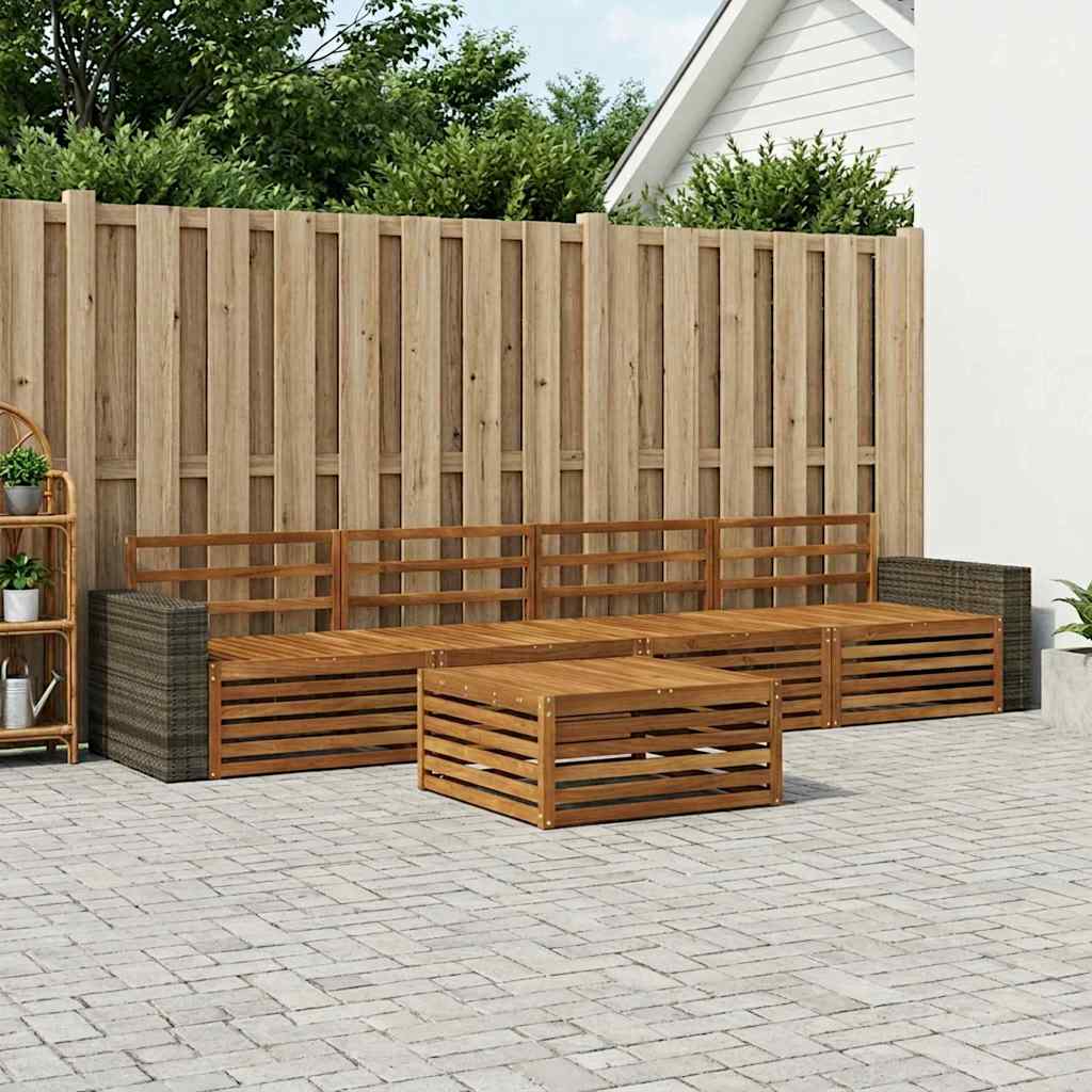 vidaXL Conjunto de sofás de exterior 5 uds. Natural