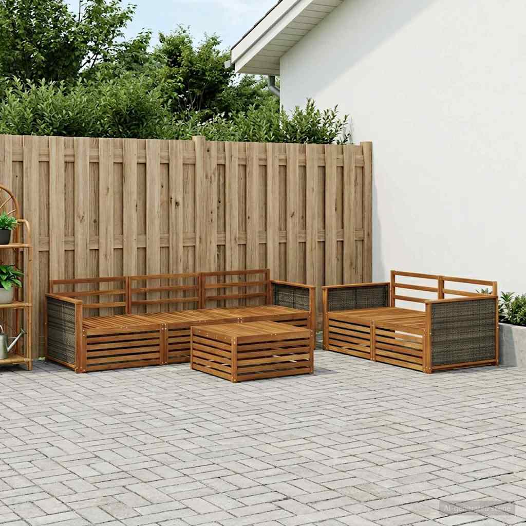 vidaXL Conjunto de sofás de exterior 6 uds. Natural