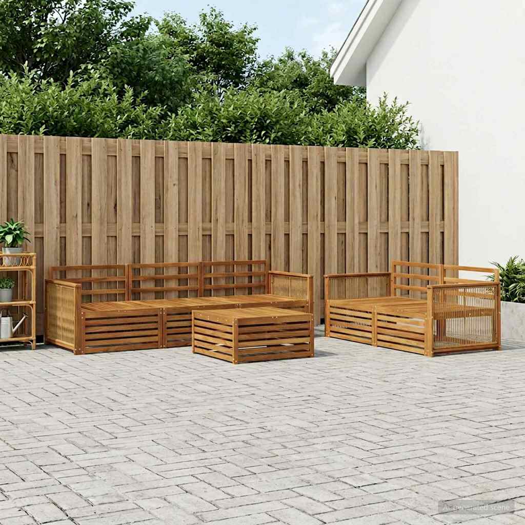 vidaXL Conjunto de sofás de exterior 6 uds. Natural