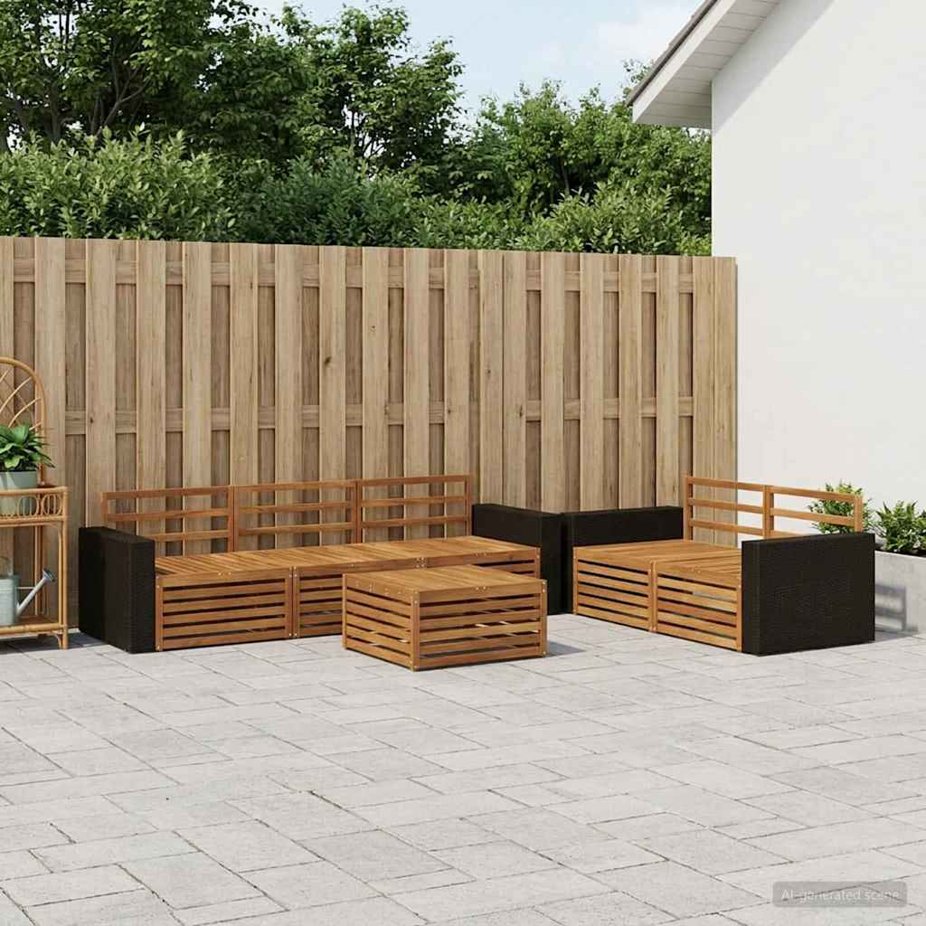 vidaXL Conjunto de sofás de exterior 6 uds. Natural