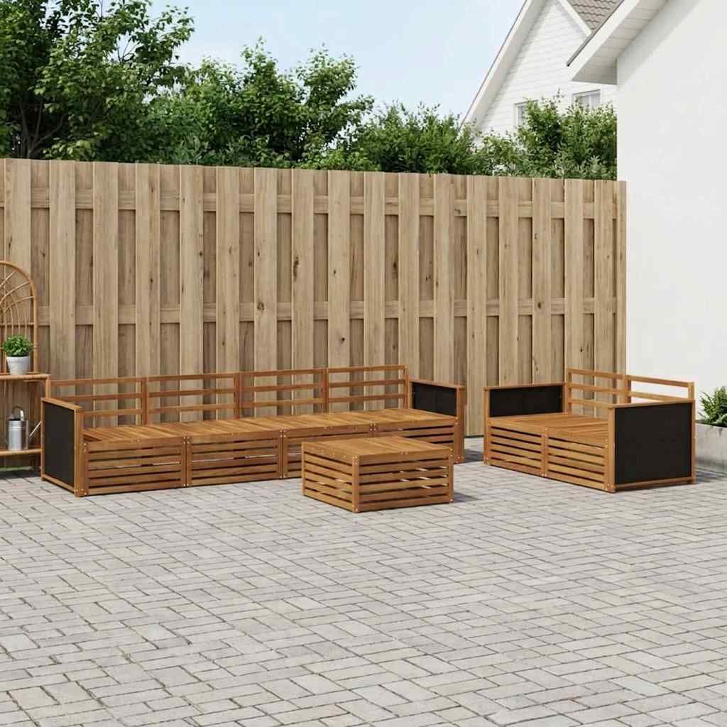 vidaXL Conjunto de sofás de exterior 7 uds. Natural