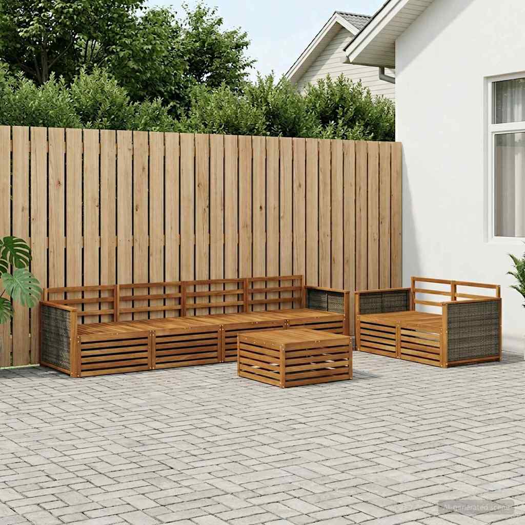 vidaXL Conjunto de sofás de exterior 7 uds. Natural