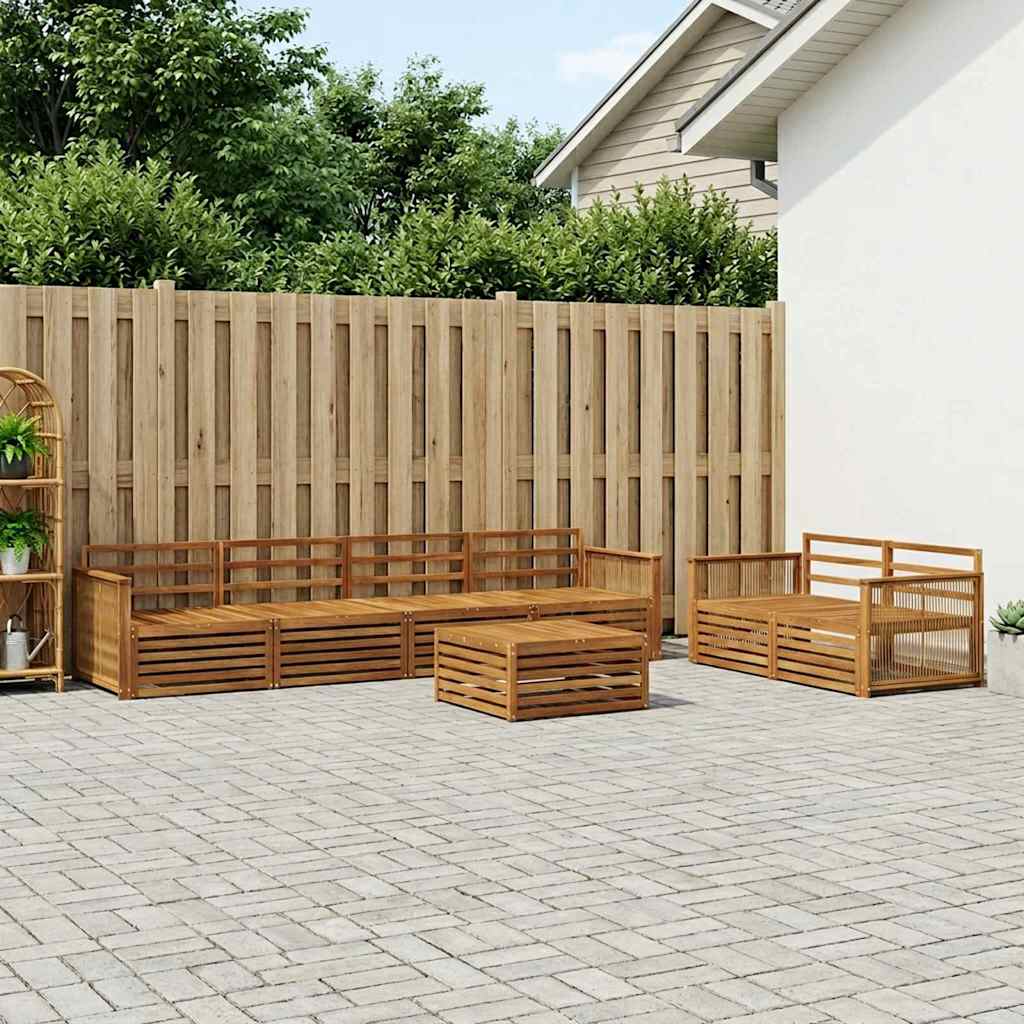 vidaXL Conjunto de sofás de exterior 7 uds. Natural