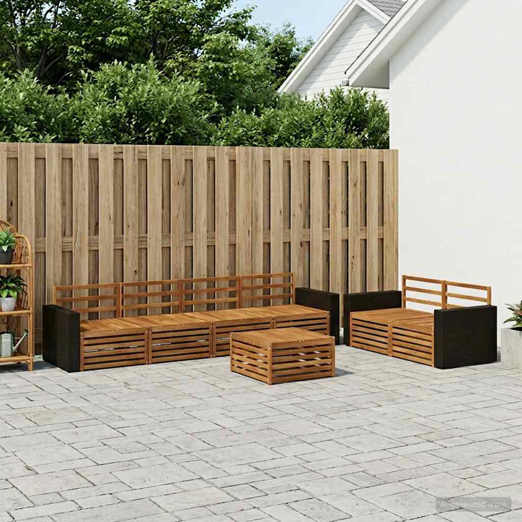 vidaXL Conjunto de sofás de exterior 7 uds. Natural