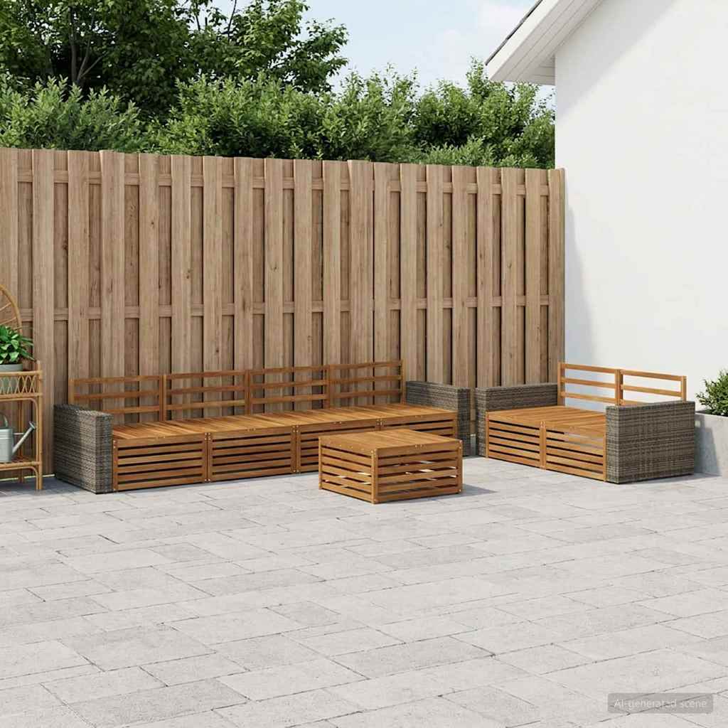 vidaXL Conjunto de sofás de exterior 7 uds. Natural