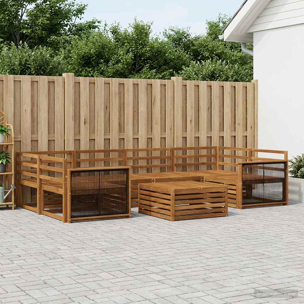 vidaXL Conjunto de sofás de exterior 7 uds. Natural