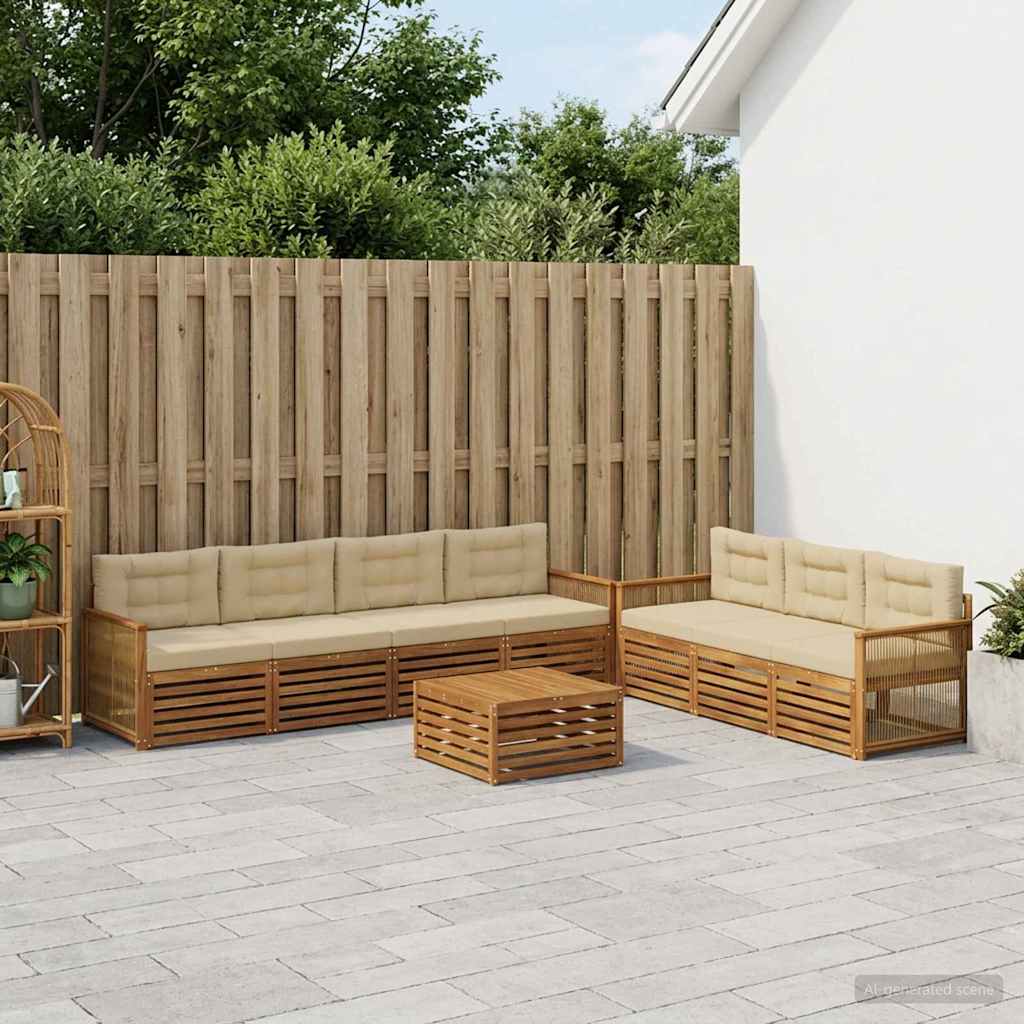 vidaXL Conjunto de sofás de exterior 8 uds. Natural y Beige