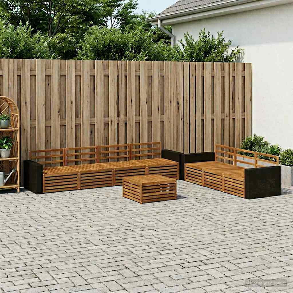 vidaXL Conjunto de sofás de exterior 8 uds. Natural