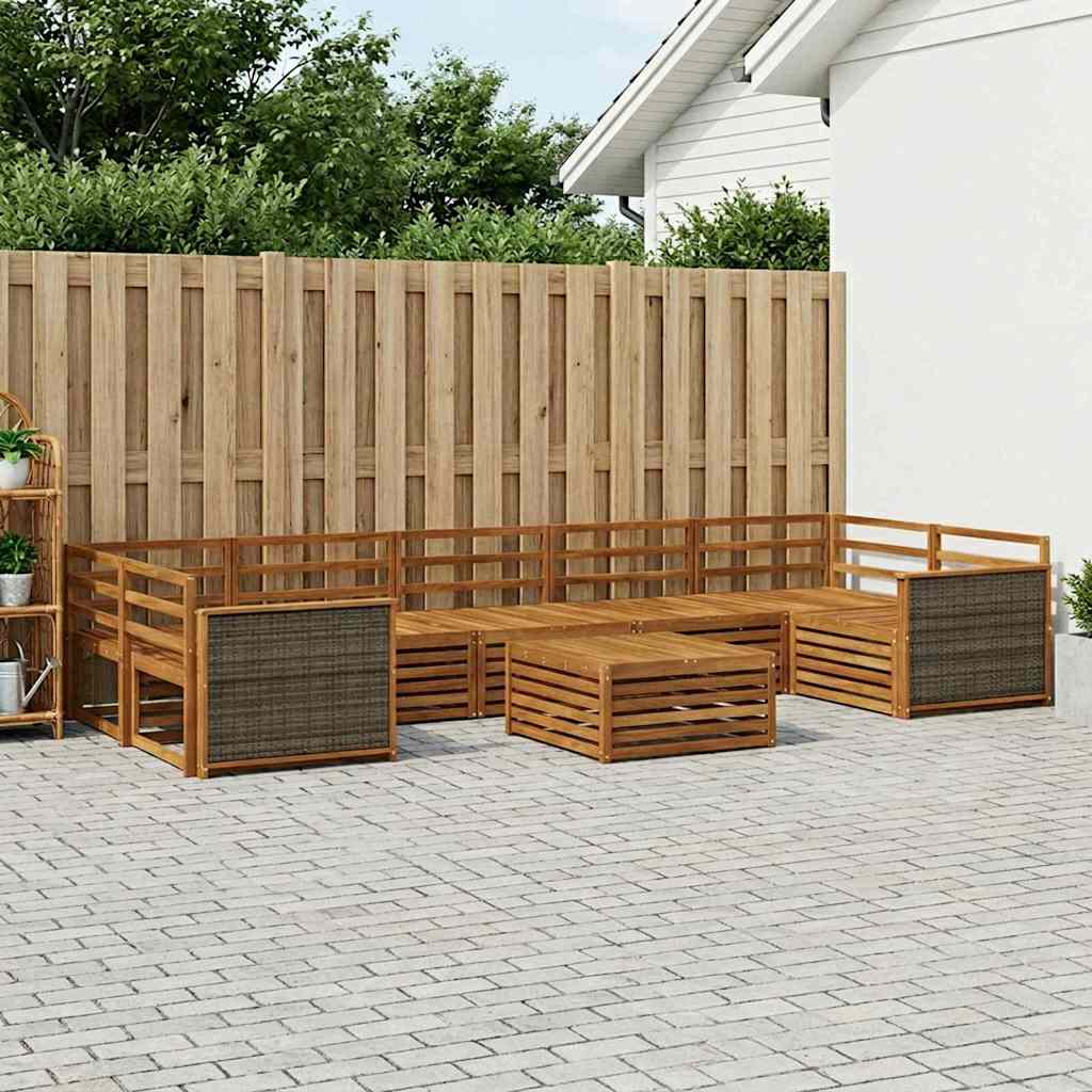 vidaXL Conjunto de sofás de exterior 8 uds. Natural