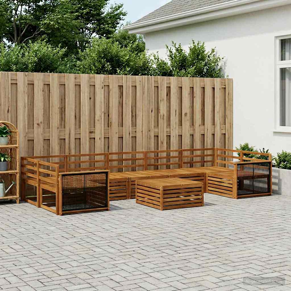 vidaXL Conjunto de sofás de exterior 8 uds. Natural