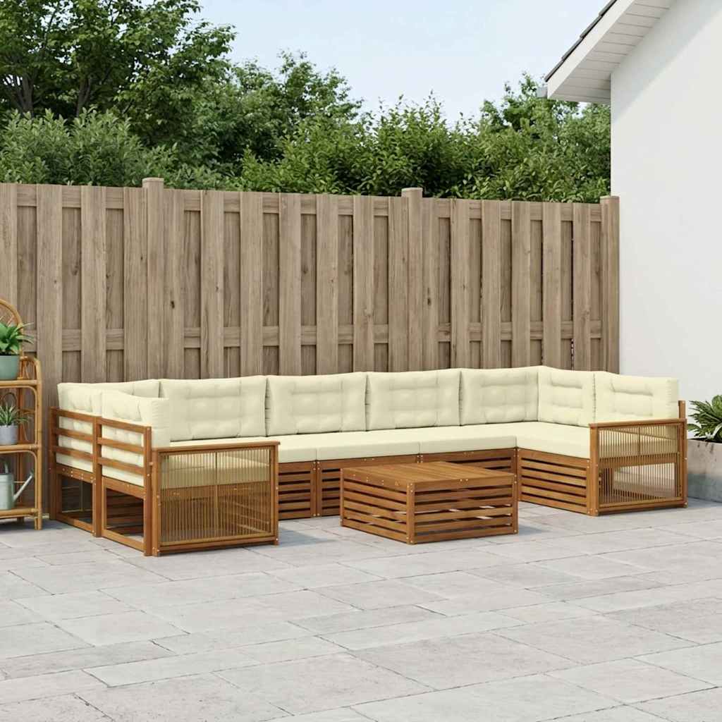 vidaXL Conjunto de sofás de exterior 8 uds. Natural y Crema