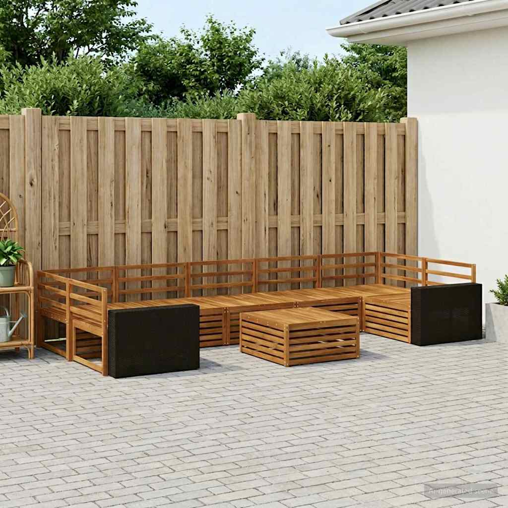 vidaXL Conjunto de sofás de exterior 8 uds. Natural