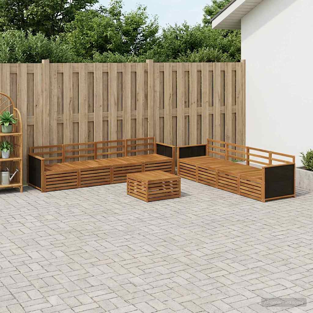 vidaXL Conjunto de sofás de exterior 9 uds. Natural