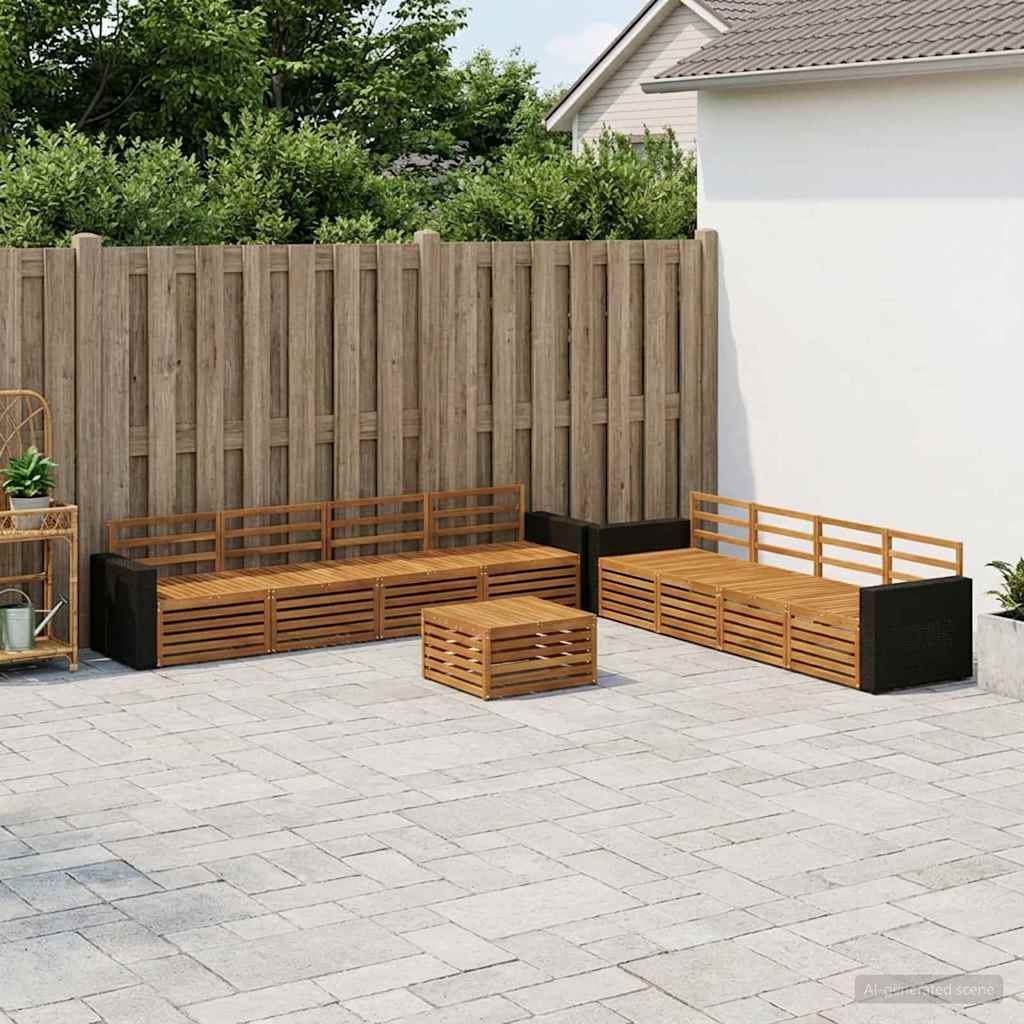 vidaXL Conjunto de sofás de exterior 9 uds. Natural