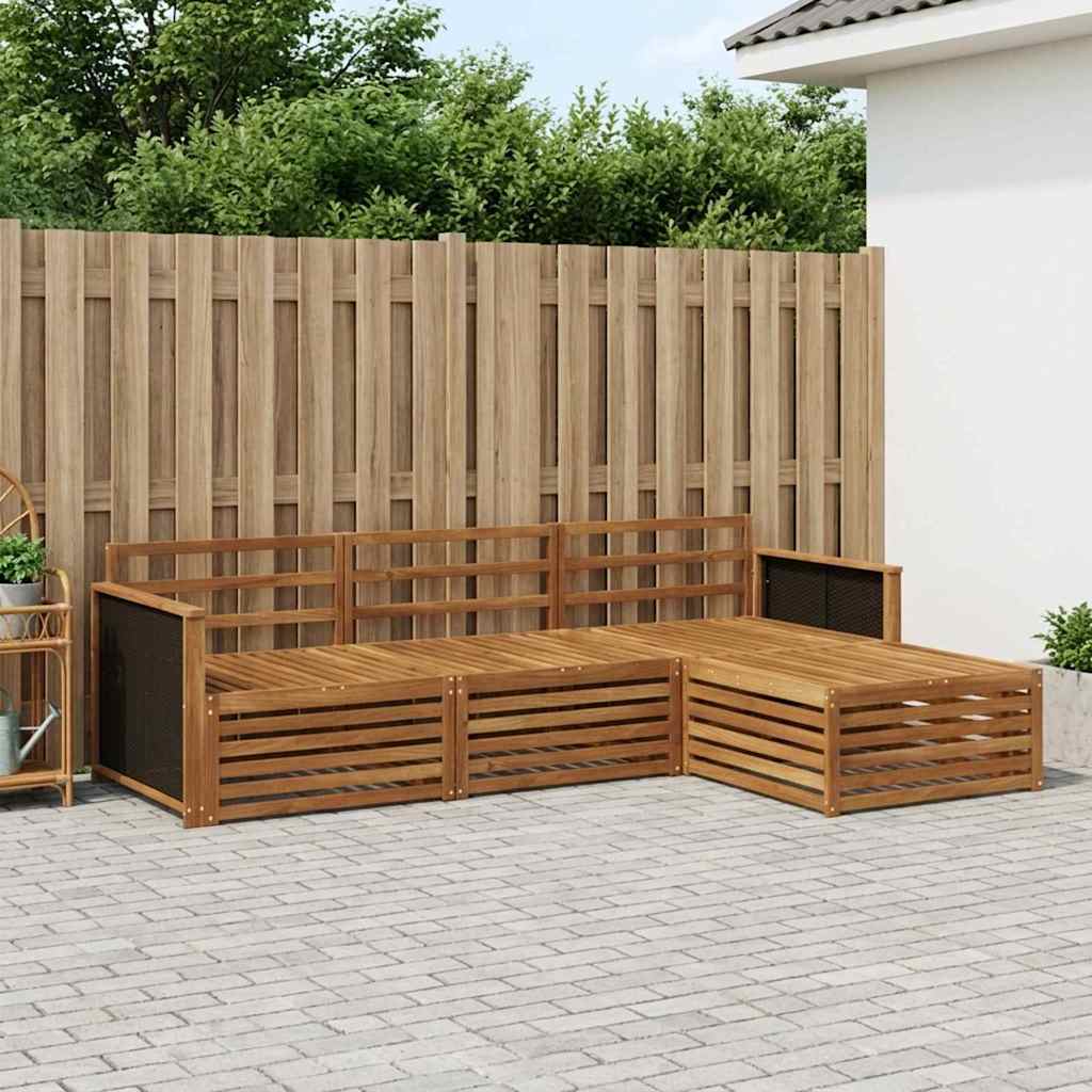 vidaXL Conjunto de sofás de exterior 4 uds. Natural