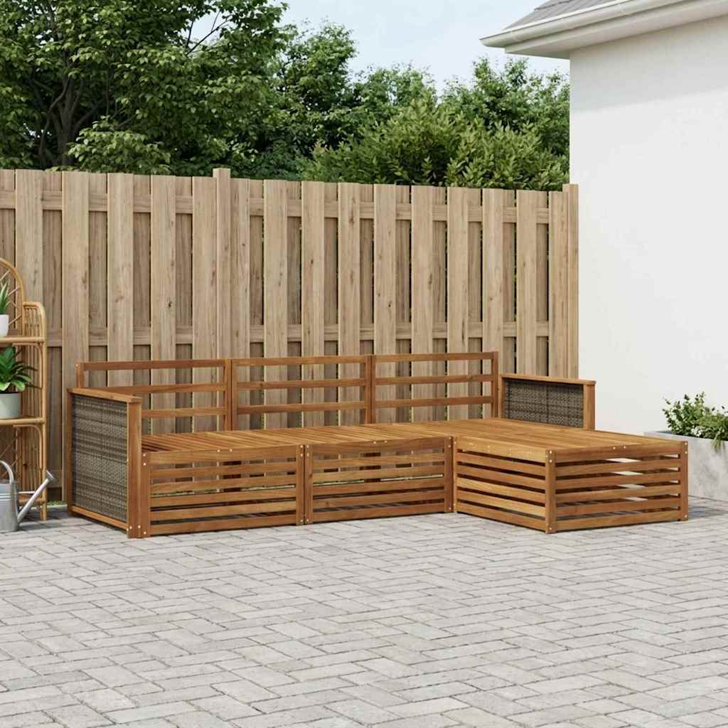 vidaXL Conjunto de sofás de exterior 4 uds. Natural