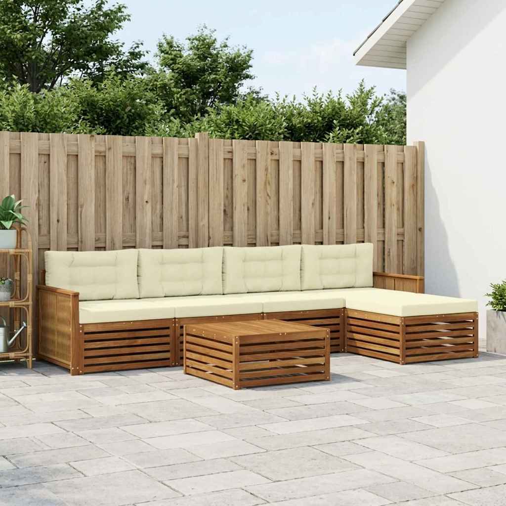 vidaXL Conjunto de sofás de exterior 6 uds. Natural y Crema