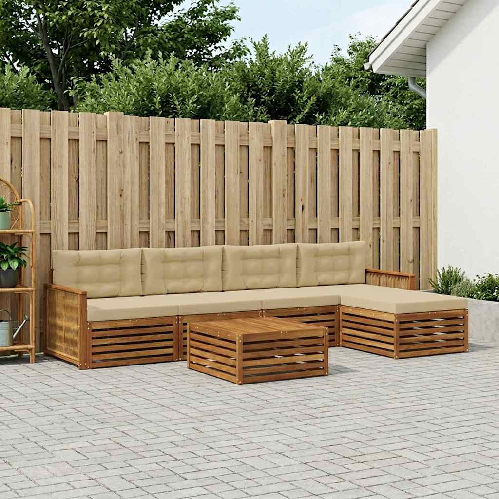 vidaXL Conjunto de sofás de exterior 6 uds. Natural y Beige