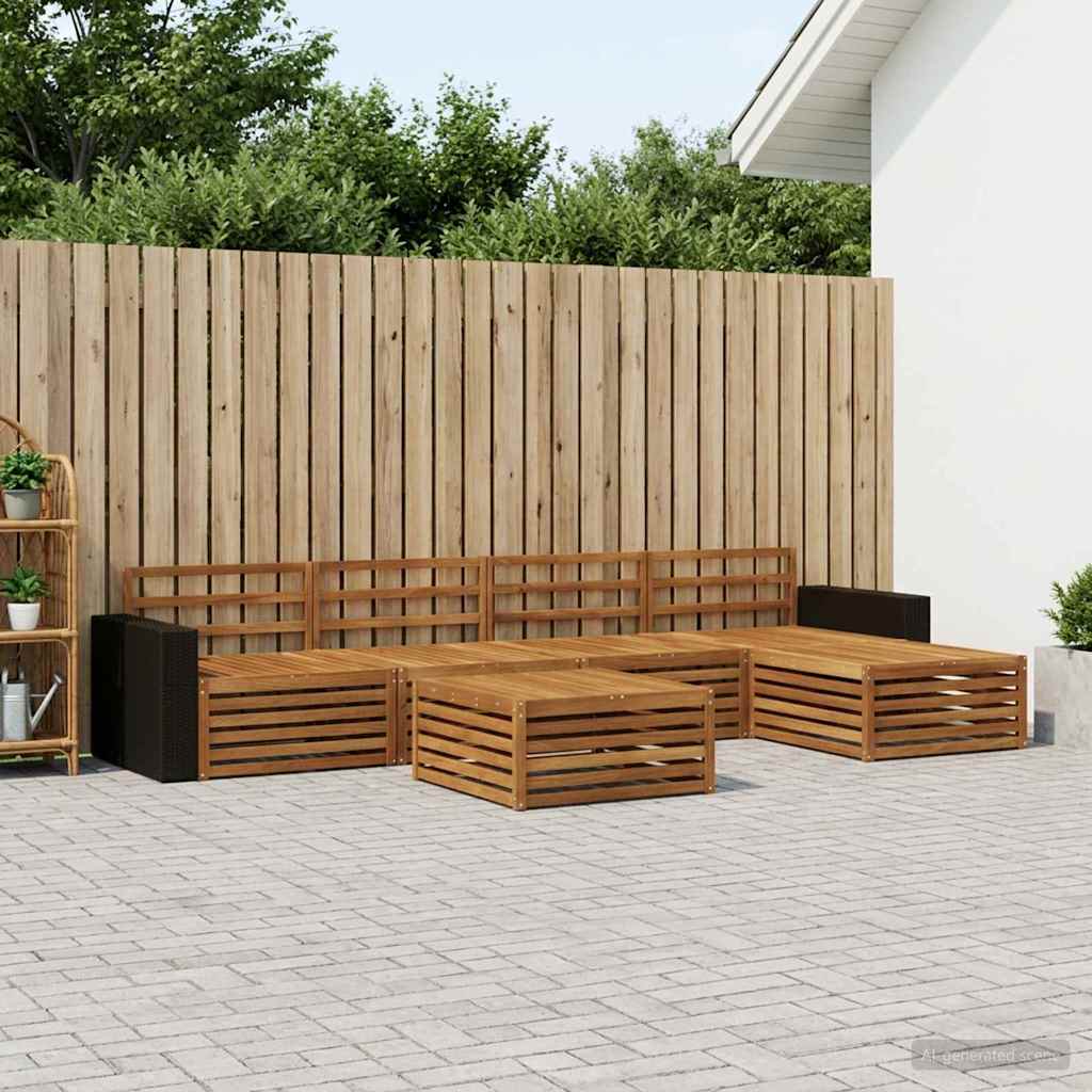 vidaXL Conjunto de sofás de exterior 6 uds. Natural
