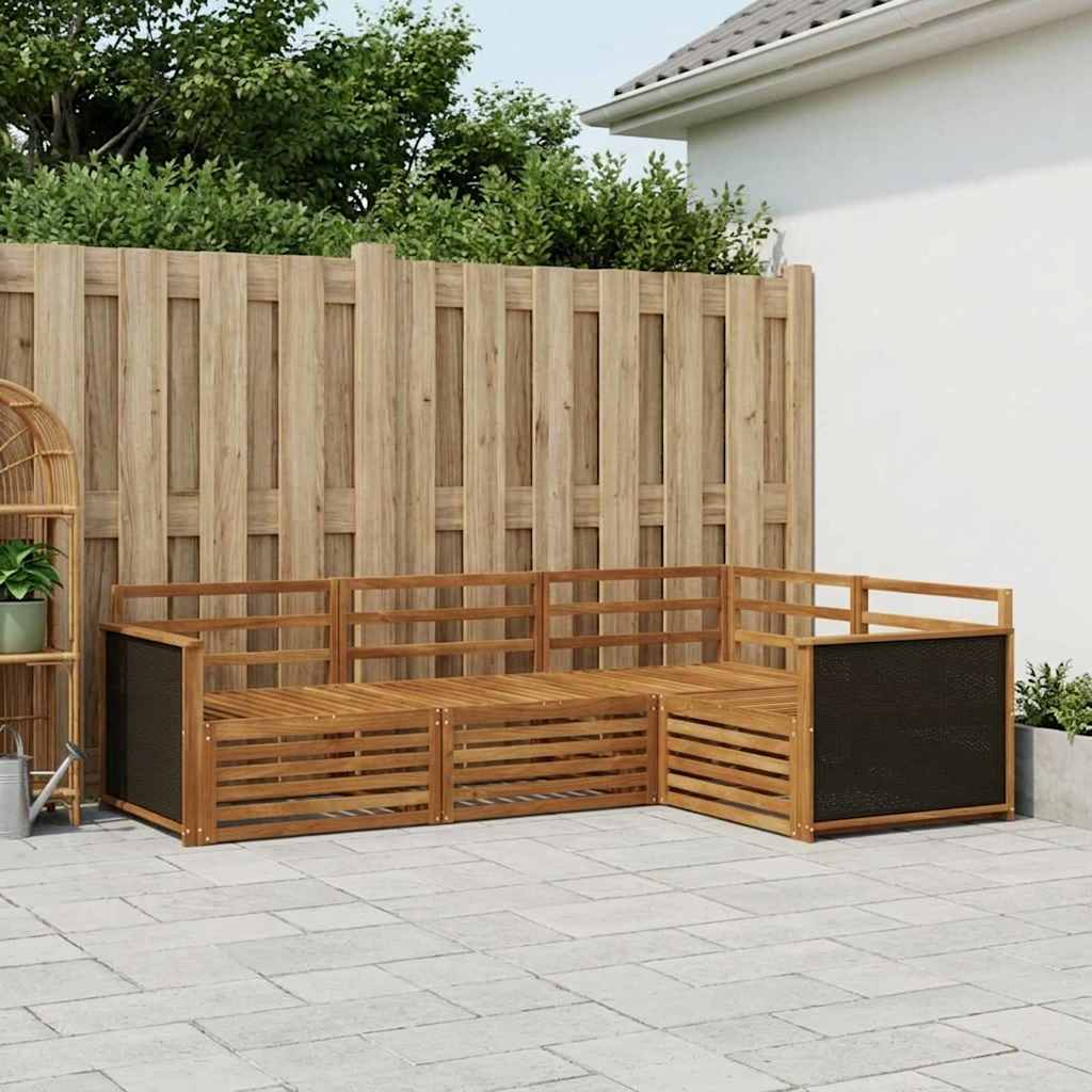 vidaXL Conjunto de sofás de exterior 4 uds. Natural