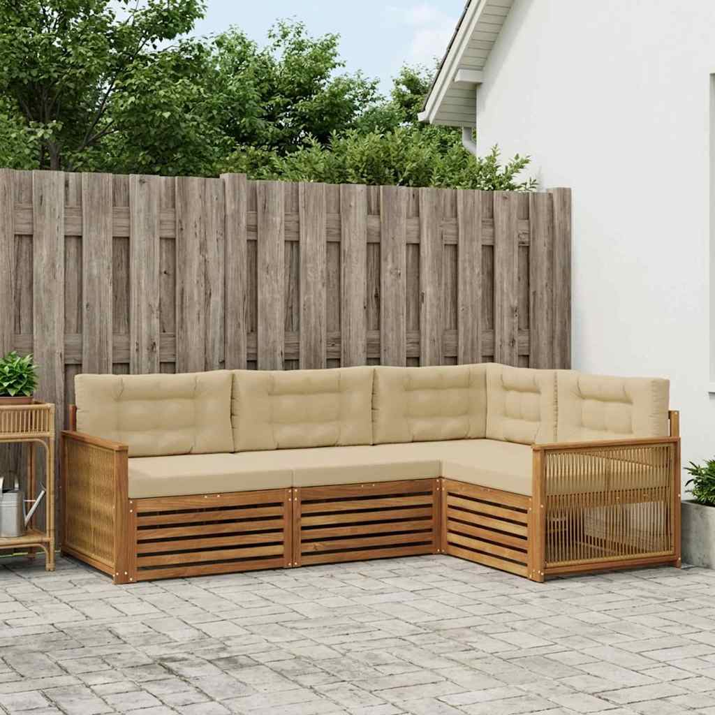 vidaXL Conjunto de sofás de exterior 4 uds. Natural y Beige