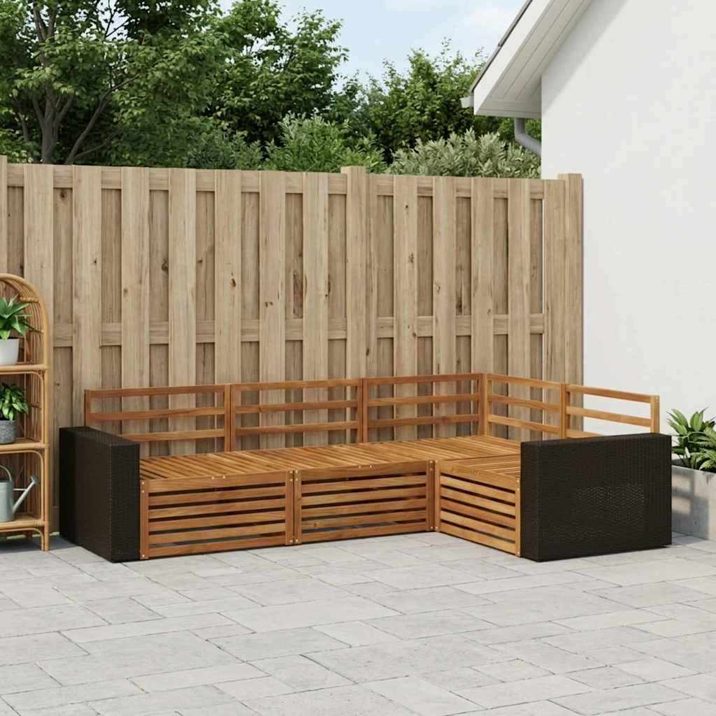 vidaXL Conjunto de sofás de exterior 4 uds. Natural