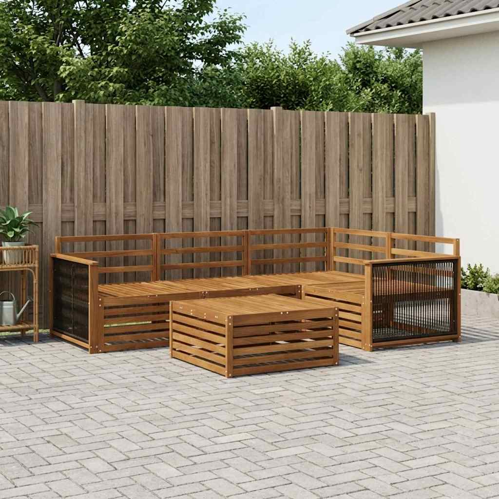 vidaXL Conjunto de sofás de exterior 5 uds. Natural