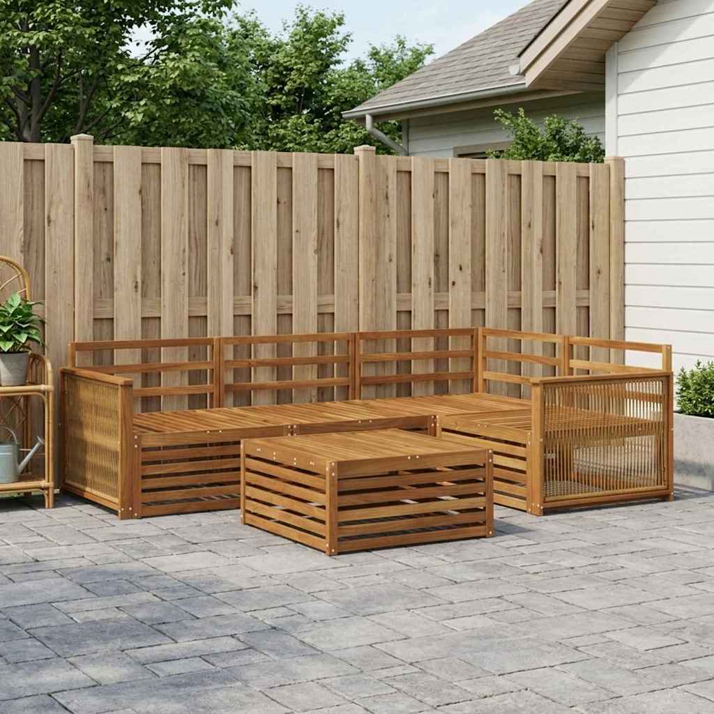 vidaXL Conjunto de sofás de exterior 5 uds. Natural