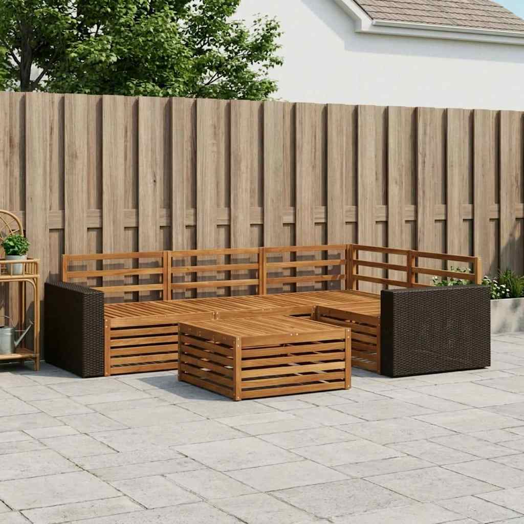 vidaXL Conjunto de sofás de exterior 5 uds. Natural