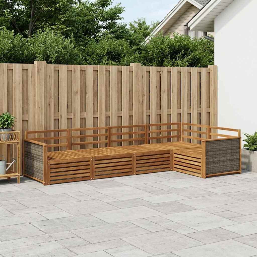 vidaXL Conjunto de sofás de exterior 5 uds. Natural