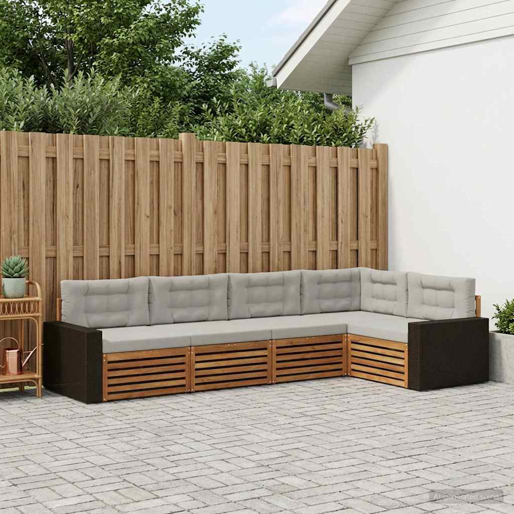 vidaXL Conjunto de sofás de exterior 5 uds. Natural y Gris Claro