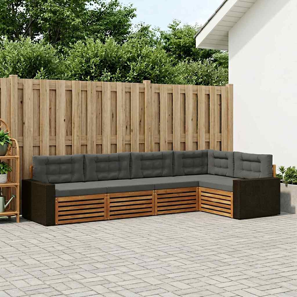 vidaXL Conjunto de sofás de exterior 5 uds. Natural y Antracita