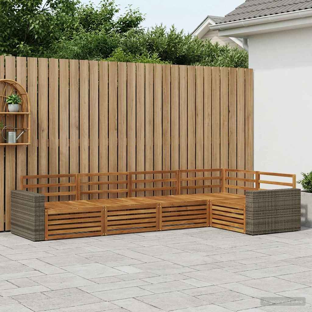 vidaXL Conjunto de sofás de exterior 5 uds. Natural