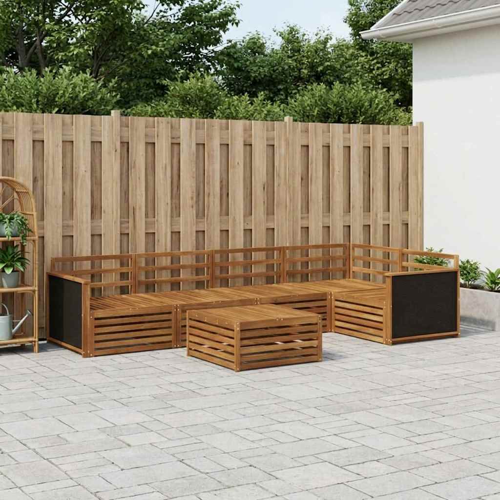vidaXL Conjunto de sofás de exterior 6 uds. Natural