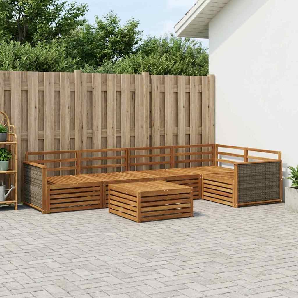 vidaXL Conjunto de sofás de exterior 6 uds. Natural
