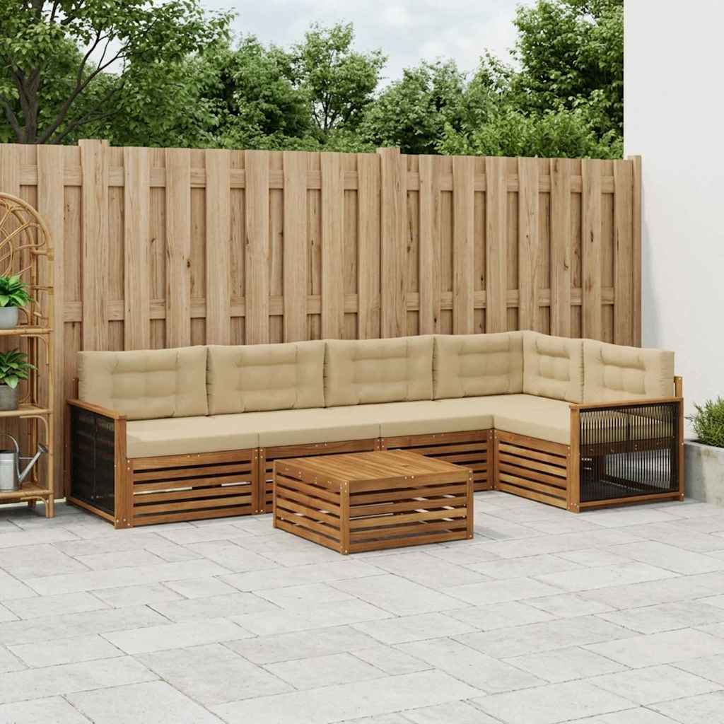 vidaXL Conjunto de sofás de exterior 6 uds. Natural y Beige