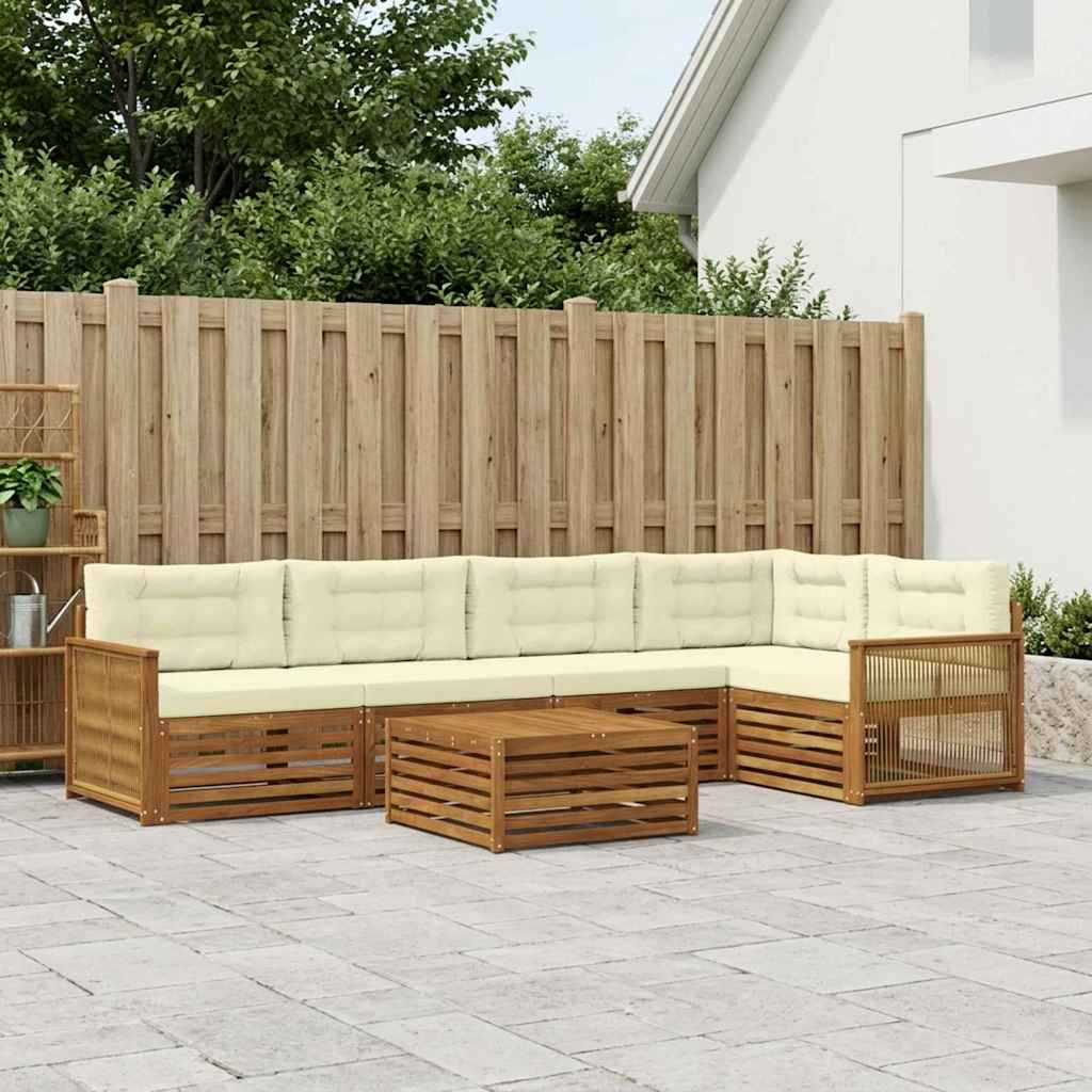 vidaXL Conjunto de sofás de exterior 6 uds. Natural y Crema