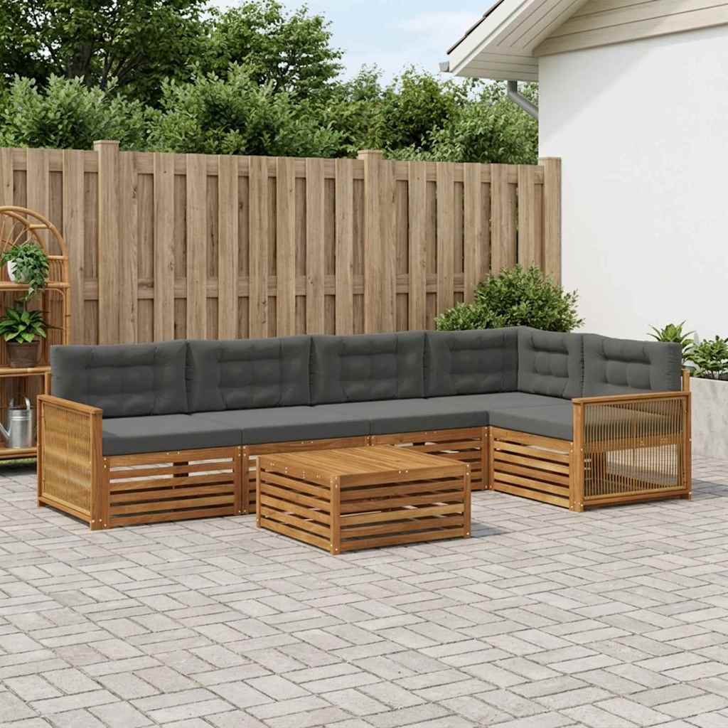 vidaXL Conjunto de sofás de exterior 6 uds. Natural y Antracita