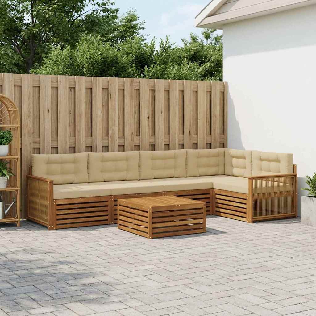 vidaXL Conjunto de sofás de exterior 6 uds. Natural y Beige