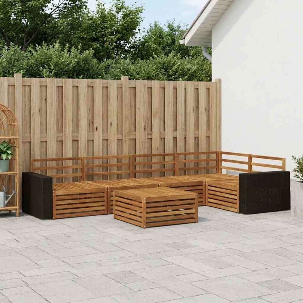 vidaXL Conjunto de sofás de exterior 6 uds. Natural