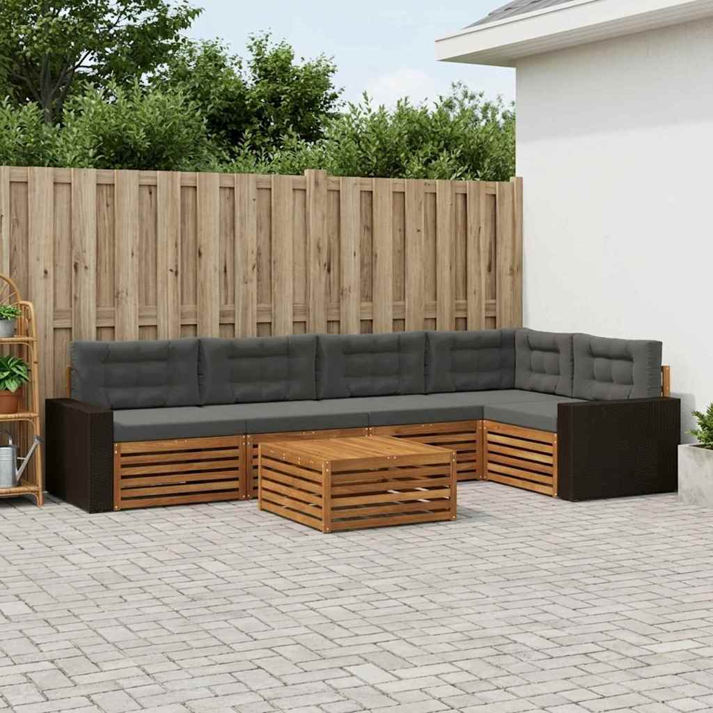vidaXL Conjunto de sofás de exterior 6 uds. Natural y Antracita