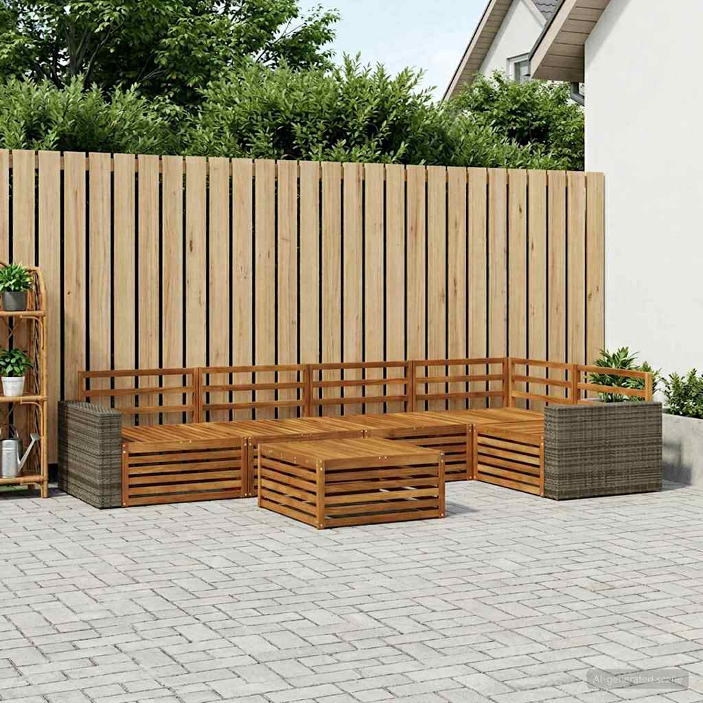 vidaXL Conjunto de sofás de exterior 6 uds. Natural