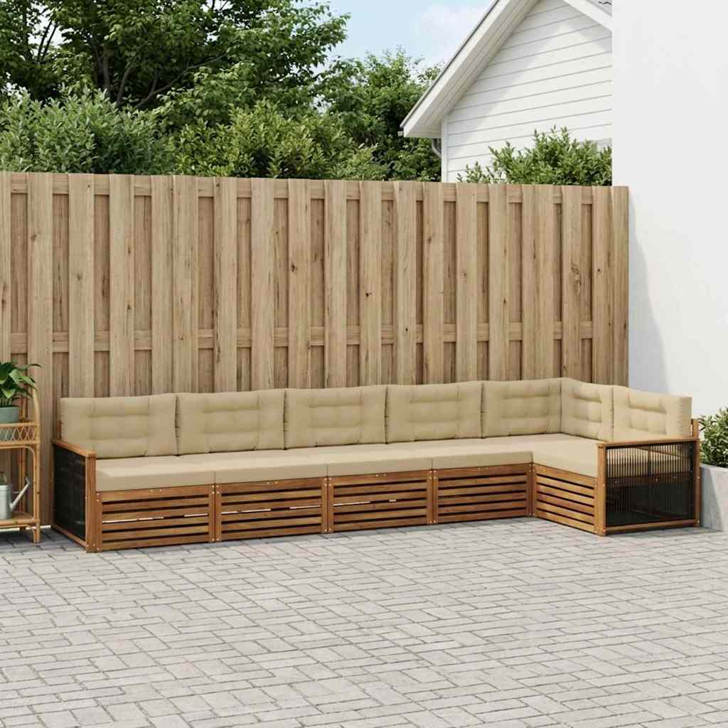 vidaXL Conjunto de sofás de exterior 6 uds. Natural y Beige