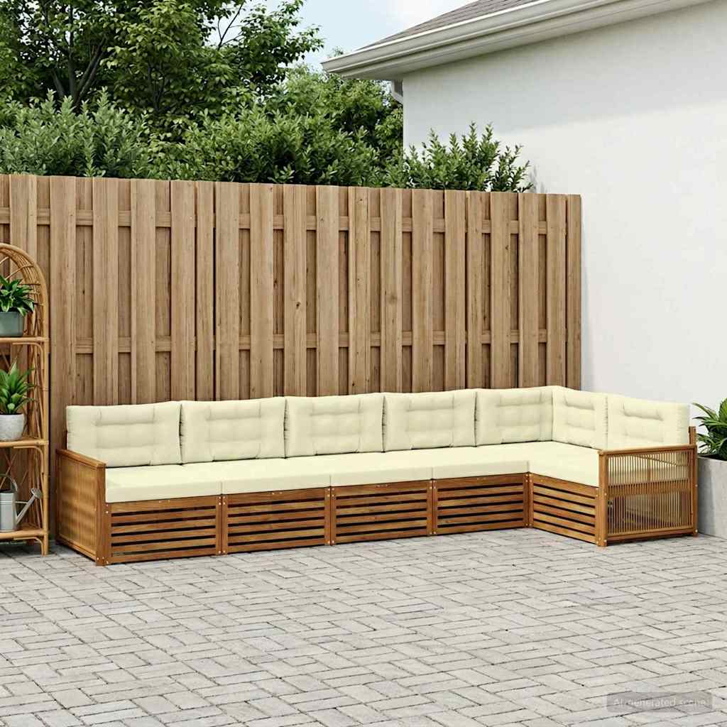 vidaXL Conjunto de sofás de exterior 6 uds. Natural y Crema