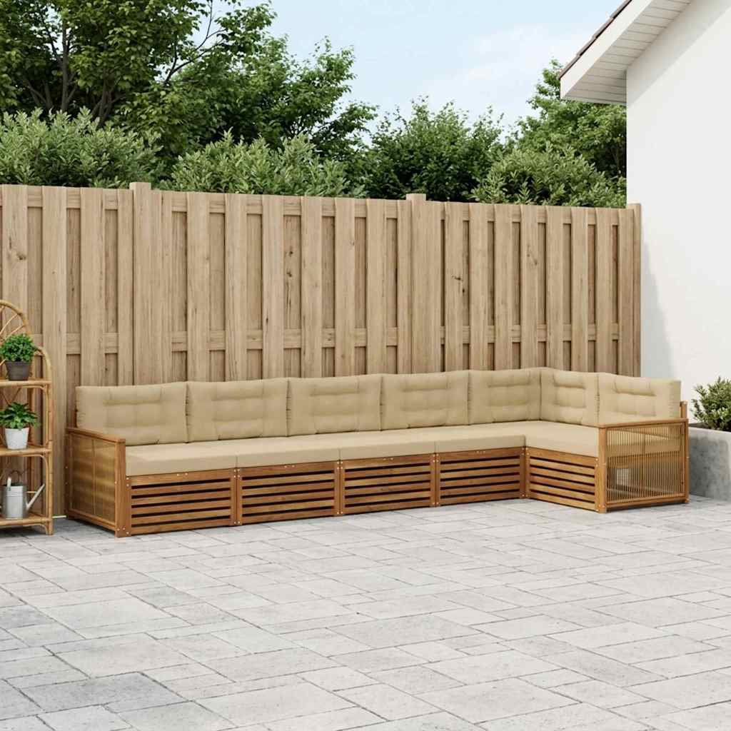 vidaXL Conjunto de sofás de exterior 6 uds. Natural y Beige