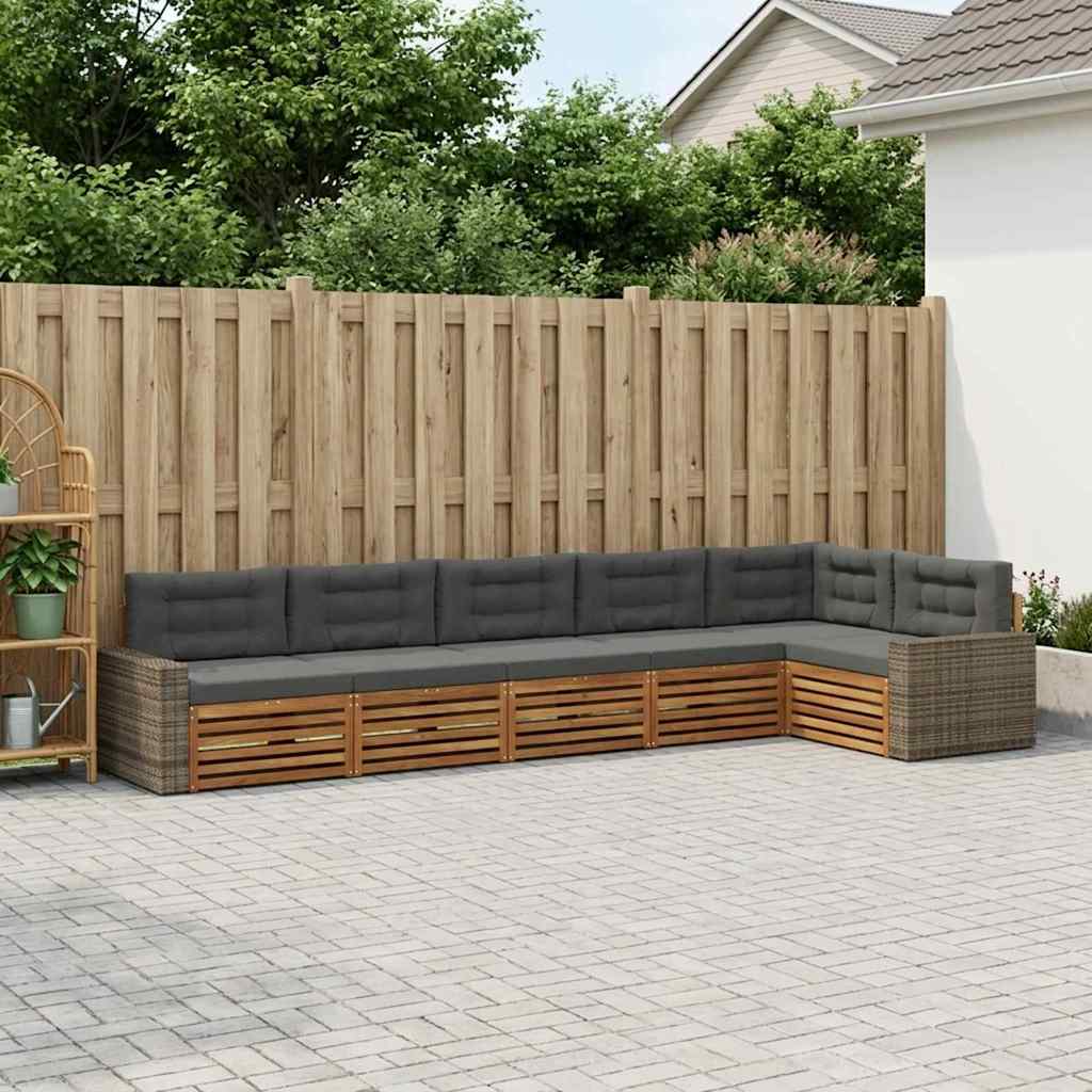 vidaXL Conjunto de sofás de exterior 6 uds. Natural y Antracita