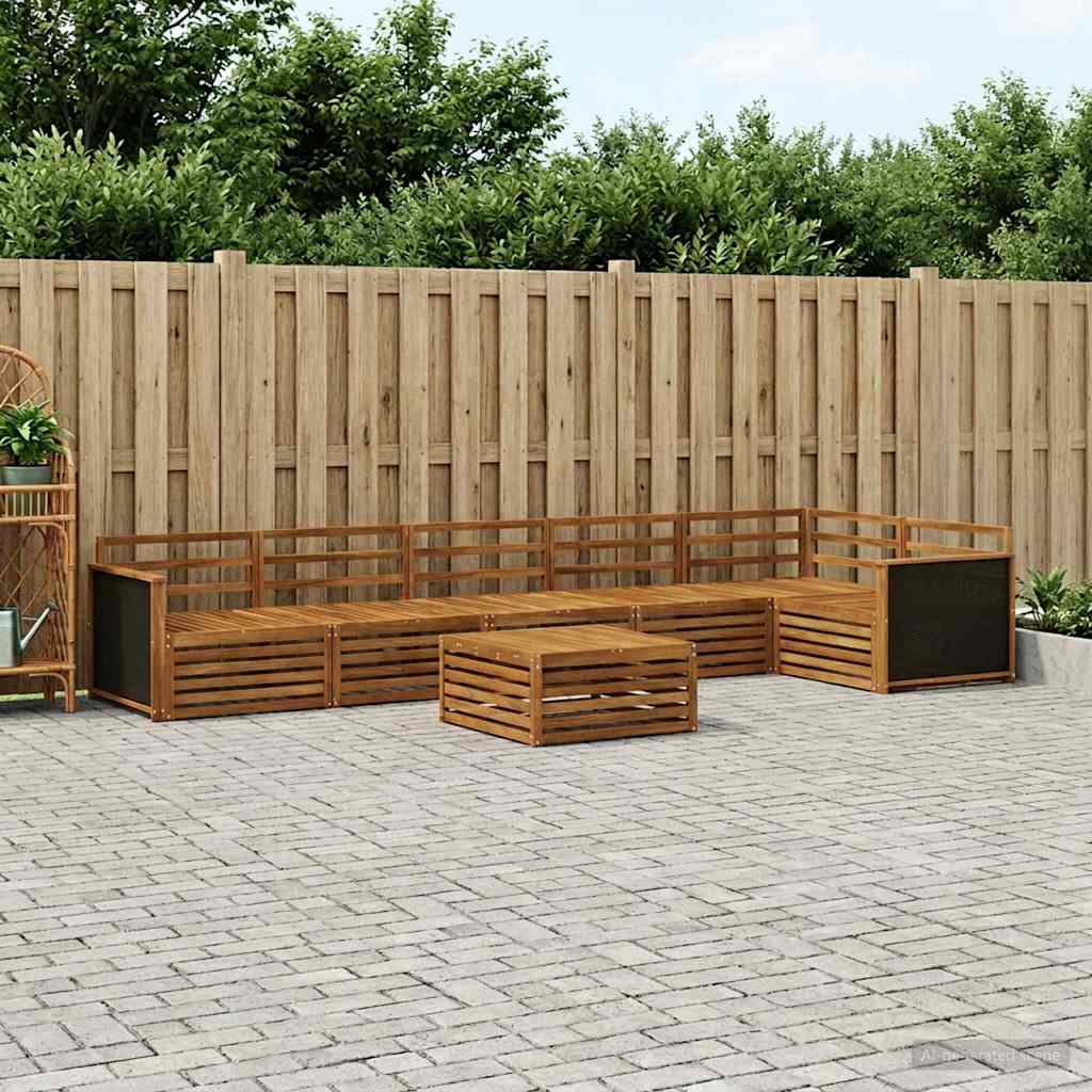 vidaXL Conjunto de sofás de exterior 7 uds. Natural