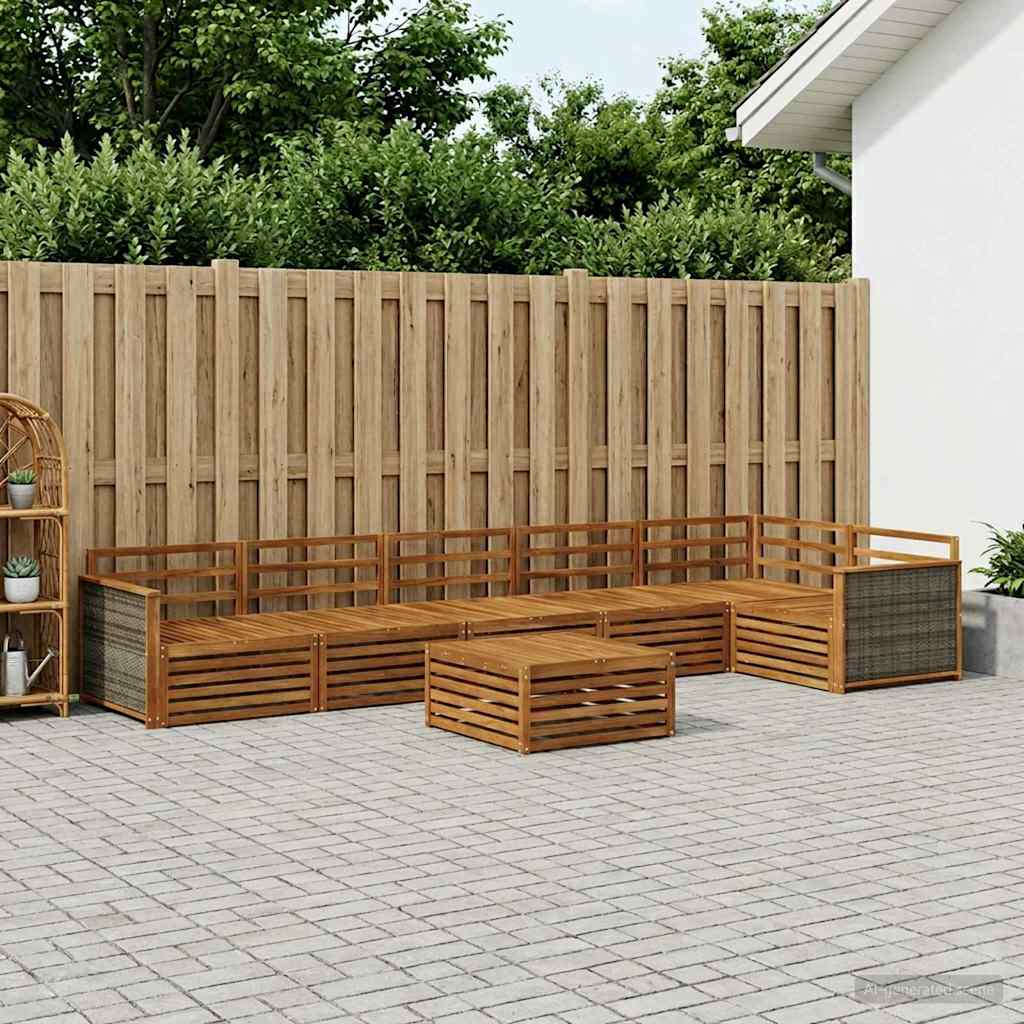 vidaXL Conjunto de sofás de exterior 7 uds. Natural